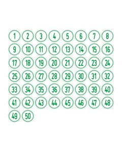 Zahlen-Set "1-50" · rund · grün / weiß
