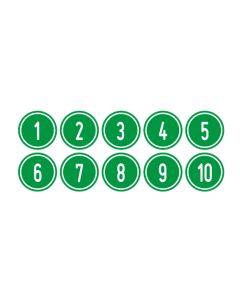 Zahlen-Set "1-10" · rund · weiß / grün