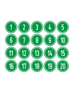 Zahlen-Set "1-20" · rund · weiß / grün