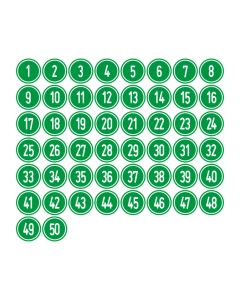 Zahlen-Set "1-50" · rund · weiß / grün