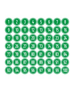 Zahlen-Set "1-100" · rund · weiß / grün