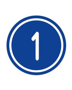 Zahlen-Set "1-1" · rund · weiß / blau