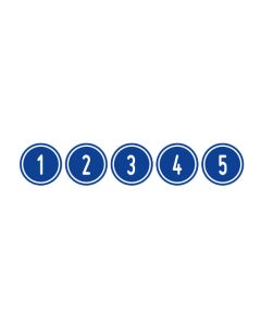 Zahlen-Set "1-5" · rund · weiß / blau