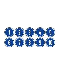 Zahlen-Set "1-10" · rund · weiß / blau