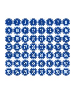 Zahlen-Set "1-100" · rund · weiß / blau