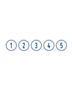 Zahlen-Set "1-5" · rund · blau / weiß