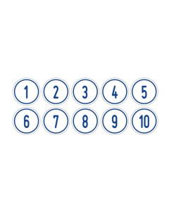Zahlen-Set "1-10" · rund · blau / weiß