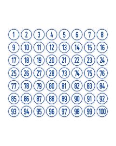 Zahlen-Set "1-100" · rund · blau / weiß