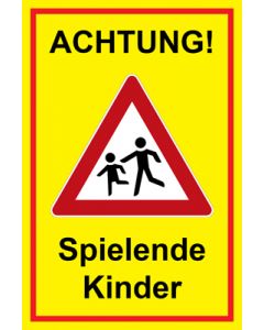 Hinweiszeichen · Aufkleber | Schild · Achtung Spielende Kinder | Mod. 127