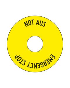 Kennzeichnung NOT AUS rund | gelb · schwarz