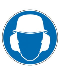 Gebotszeichen Gehör- und Kopfschutz benutzen · Aufkleber | Schild | Magnetschild | Aufkleber stark haftend | Aluminiumschild selbstklebend | Fußbodenaufkleber