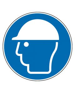 Gebotszeichen Kopfschutz benutzen · Aufkleber | Schild | Magnetschild | Aufkleber stark haftend | Aluminiumschild selbstklebend | Fußbodenaufkleber