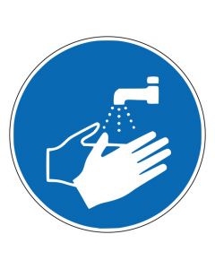 Gebotszeichen Hände waschen · ISO 7010 M011 · Aufkleber | Schild | Magnetschild | Aufkleber stark haftend | Aluminiumschild selbstklebend | Fußbodenaufkleber