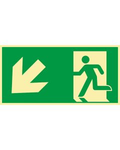 Rettungszeichen · Aufkleber | Schild | Magnetschild · kombiniert Fluchtrichtung Pfeil nach links unten · lang nachleuchtend