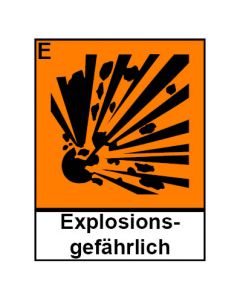 Gefahrstoffzeichen explosionsgefährlich Hazard_E (Piktogramm+Text) · Aufkleber | Schild | Magnetschild | Aufkleber stark haftend | Aluminiumschild selbstklebend | Fußbodenaufkleber