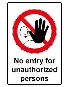 Verbotszeichen Piktogramm & Text englisch · No entry for unauthorized persons · Aufkleber | Schild | Magnetschild | Aufkleber stark haftend | Aluminiumschild selbstklebend | Fußbodenaufkleber