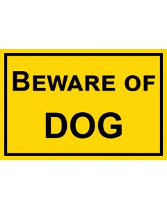 Hinweiszeichen Beware of Dog | gelb · Aufkleber | Schild | Magnetschild | Aufkleber stark haftend | Aluminiumschild selbstklebend | Fußbodenaufkleber