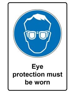 Gebotszeichen Piktogramm & Text englisch · Eye protection must be worn · Aufkleber | Schild | Magnetschild | Aufkleber stark haftend | Aluminiumschild selbstklebend | Fußbodenaufkleber