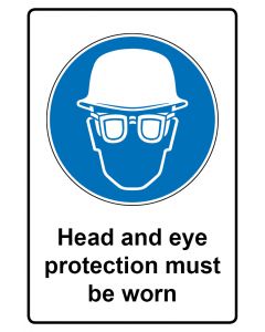Gebotszeichen Piktogramm & Text englisch · Head and eye protection must be worn · Aufkleber | Schild | Magnetschild | Aufkleber stark haftend | Aluminiumschild selbstklebend | Fußbodenaufkleber
