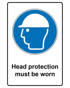 Gebotszeichen Piktogramm & Text englisch · Head protection must be worn · Aufkleber | Schild | Magnetschild | Aufkleber stark haftend | Aluminiumschild selbstklebend | Fußbodenaufkleber