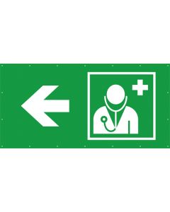 Rettungszeichen PVC Plane Arzt, Ärztliche Hilfe links