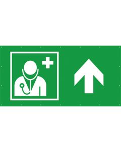 Rettungszeichen PVC Plane · Banner Arzt, Ärztliche Hilfe geradeaus