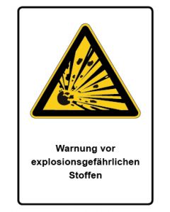 Warnzeichen Piktogramm & Text deutsch · Warnung vor explosionsgefährlichen Stoffen · Aufkleber | Schild | Magnetschild | Aufkleber stark haftend | Aluminiumschild selbstklebend | Fußbodenaufkleber