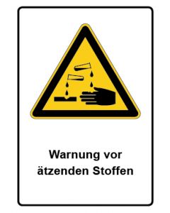 Warnzeichen Piktogramm & Text deutsch · Warnung vor ätzenden Stoffen · Aufkleber | Schild | Magnetschild | Aufkleber stark haftend | Aluminiumschild selbstklebend | Fußbodenaufkleber