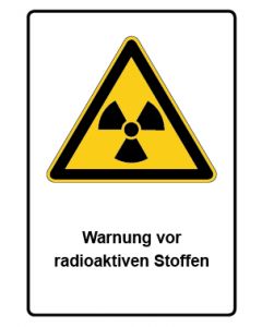 Warnzeichen Piktogramm & Text deutsch · Warnung vor radioaktiven Stoffen · Aufkleber | Schild | Magnetschild | Aufkleber stark haftend | Aluminiumschild selbstklebend | Fußbodenaufkleber