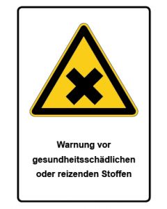 Warnzeichen Piktogramm & Text deutsch · Warnung vor gesundheitsschädlichen oder reizenden Stoffen · Aufkleber | Schild | Magnetschild | Aufkleber stark haftend | Aluminiumschild selbstklebend | Fußbodenaufkleber