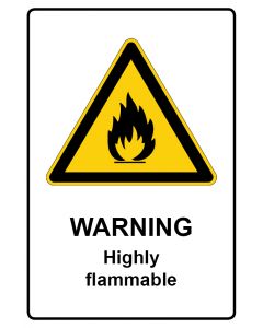 Warnzeichen Piktogramm & Text englisch · Warning · Highly flammable · Aufkleber | Schild | Magnetschild | Aufkleber stark haftend | Aluminiumschild selbstklebend | Fußbodenaufkleber