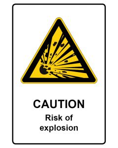 Warnzeichen Piktogramm & Text englisch · Caution · Risk of explosion · Aufkleber | Schild | Magnetschild | Aufkleber stark haftend | Aluminiumschild selbstklebend | Fußbodenaufkleber