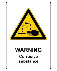 Warnzeichen Piktogramm & Text englisch · Warning · Corrosive substance · Aufkleber | Schild | Magnetschild | Aufkleber stark haftend | Aluminiumschild selbstklebend | Fußbodenaufkleber
