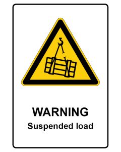 Warnzeichen Piktogramm & Text englisch · Warning · Suspended load · Aufkleber | Schild | Magnetschild | Aufkleber stark haftend | Aluminiumschild selbstklebend | Fußbodenaufkleber