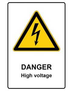 Warnzeichen Piktogramm & Text englisch · Danger · High voltage · Aufkleber | Schild | Magnetschild | Aufkleber stark haftend | Aluminiumschild selbstklebend | Fußbodenaufkleber