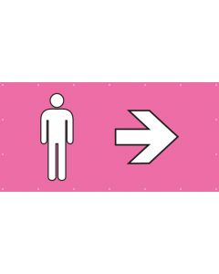 PVC Plane · Banner WC Herren rechts | rosa