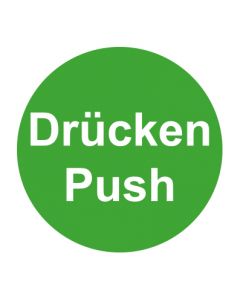 Tür Hinweiszeichen grün · Drücken / Push · rund