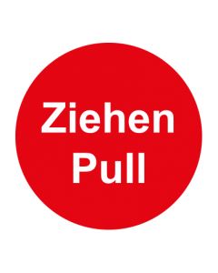 Tür Hinweiszeichen rot · Ziehen / Pull · rund