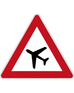 Verkehrszeichen Gefahrzeichen Flugbetrieb, Aufstellung rechts · Zeichen 101-10  | Aufkleber · Schild · Magnetschild