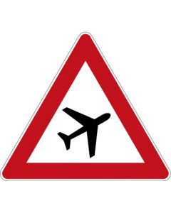 Verkehrszeichen Gefahrzeichen Flugbetrieb, Aufstellung links · Zeichen 101-20  | Aufkleber · Schild · Magnetschild