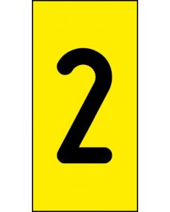Einzelziffer 2 | schwarz · gelb · Aufkleber | Schild | Magnetschild | Aufkleber stark haftend | Aluminiumschild selbstklebend | Fußbodenaufkleber