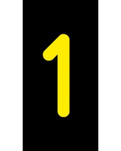 Einzelziffer 1 | gelb · schwarz · Aufkleber | Schild | Magnetschild | Aufkleber stark haftend | Aluminiumschild selbstklebend | Fußbodenaufkleber