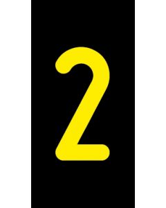 Einzelziffer 2 | gelb · schwarz · Aufkleber | Schild | Magnetschild | Aufkleber stark haftend | Aluminiumschild selbstklebend | Fußbodenaufkleber