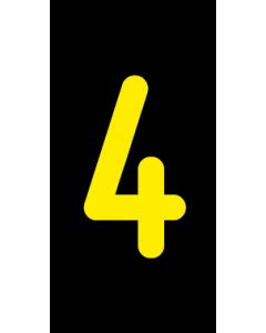 Einzelziffer 4 | gelb · schwarz | Aufkleber · Magnetschild · Aluminium-Schild