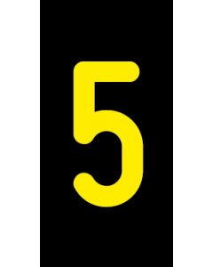 Einzelziffer 5 | gelb · schwarz · Aufkleber | Schild | Magnetschild | Aufkleber stark haftend | Aluminiumschild selbstklebend | Fußbodenaufkleber