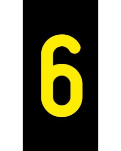 Einzelziffer 6 | gelb · schwarz · Aufkleber | Schild | Magnetschild | Aufkleber stark haftend | Aluminiumschild selbstklebend | Fußbodenaufkleber