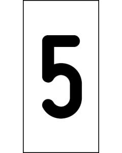 Einzelziffer 5 | schwarz · weiß · Aufkleber | Schild | Magnetschild | Aufkleber stark haftend | Aluminiumschild selbstklebend | Fußbodenaufkleber