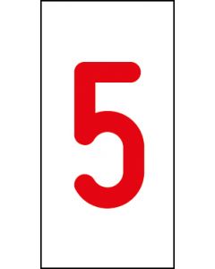 Einzelziffer 5 | rot · weiß · Aufkleber | Schild | Magnetschild | Aufkleber stark haftend | Aluminiumschild selbstklebend | Fußbodenaufkleber