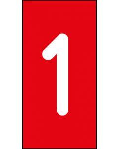 Einzelziffer 1 | weiß · rot | Aufkleber · Magnetschild · Aluminium-Schild