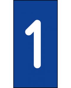 Einzelziffer 1 | weiß · blau · Aufkleber | Schild | Magnetschild | Aufkleber stark haftend | Aluminiumschild selbstklebend | Fußbodenaufkleber